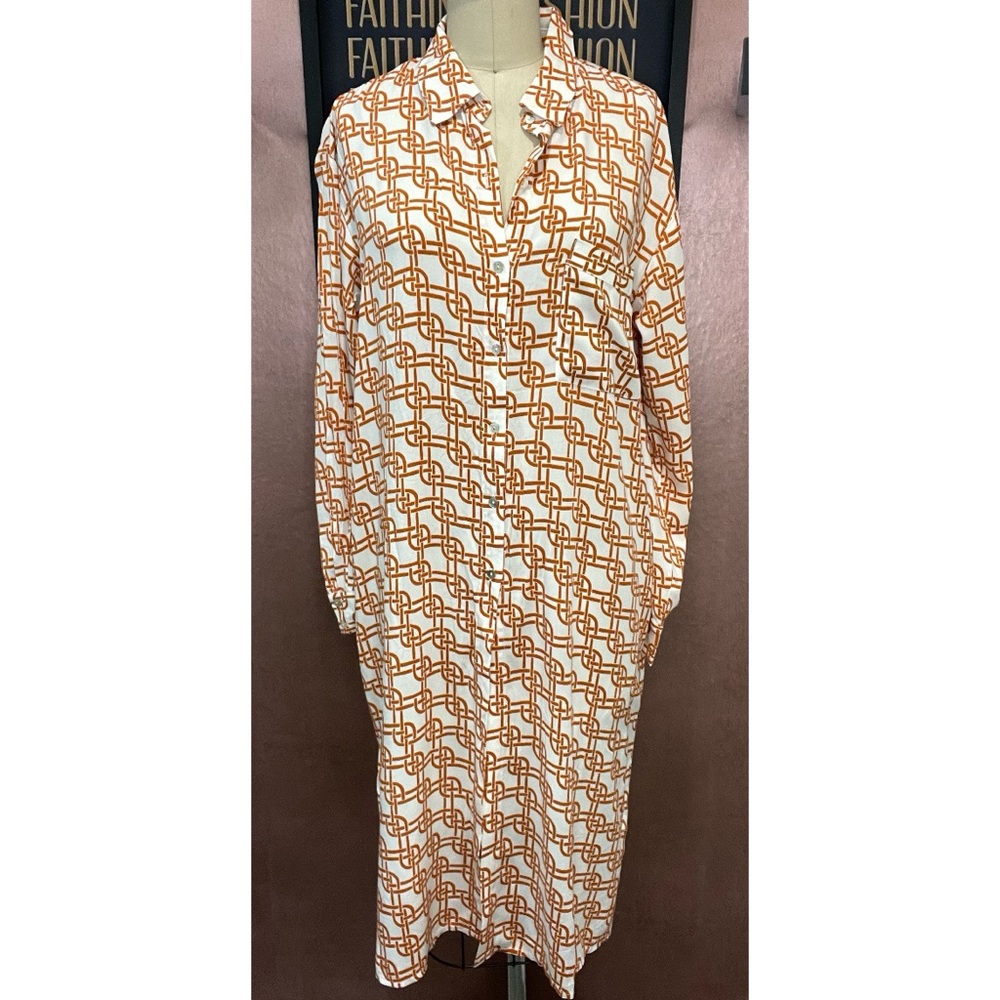Geometric Print Shirt Dress